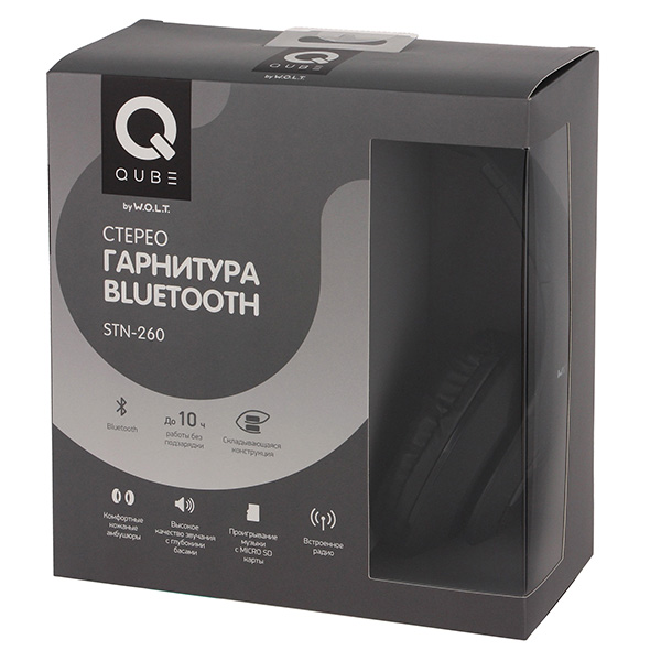 Наушники накладные Bluetooth QUB STN-260 Black