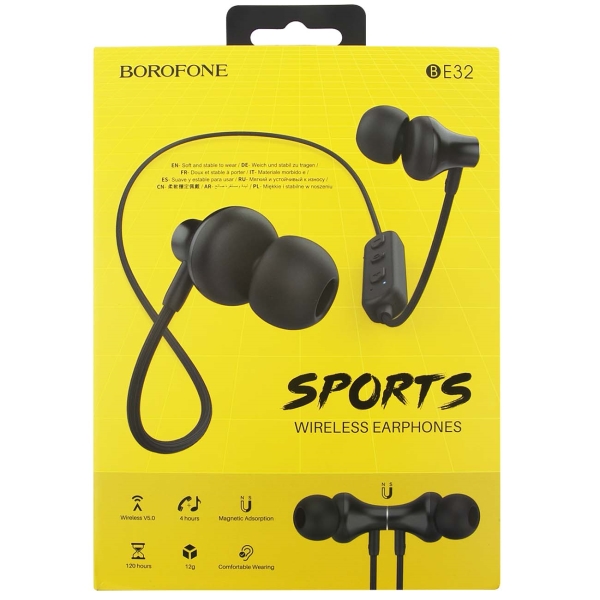 Наушники Bluetooth Borofone BE32 Easygoing Sports черный (22324)