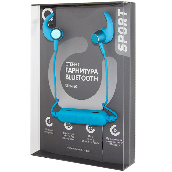 Спортивные наушники Bluetooth QUB STN-180 Blue