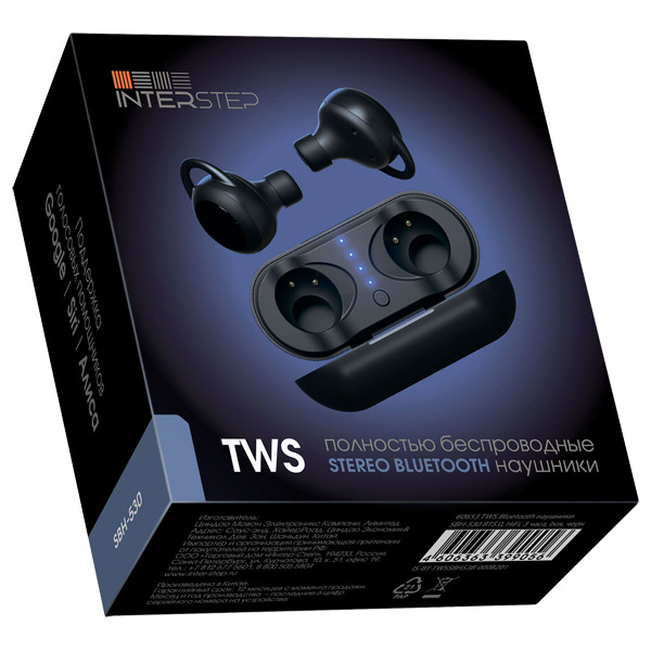 Наушники True Wireless InterStep TWS SBH-530 BT5.0 HiFi, Black
